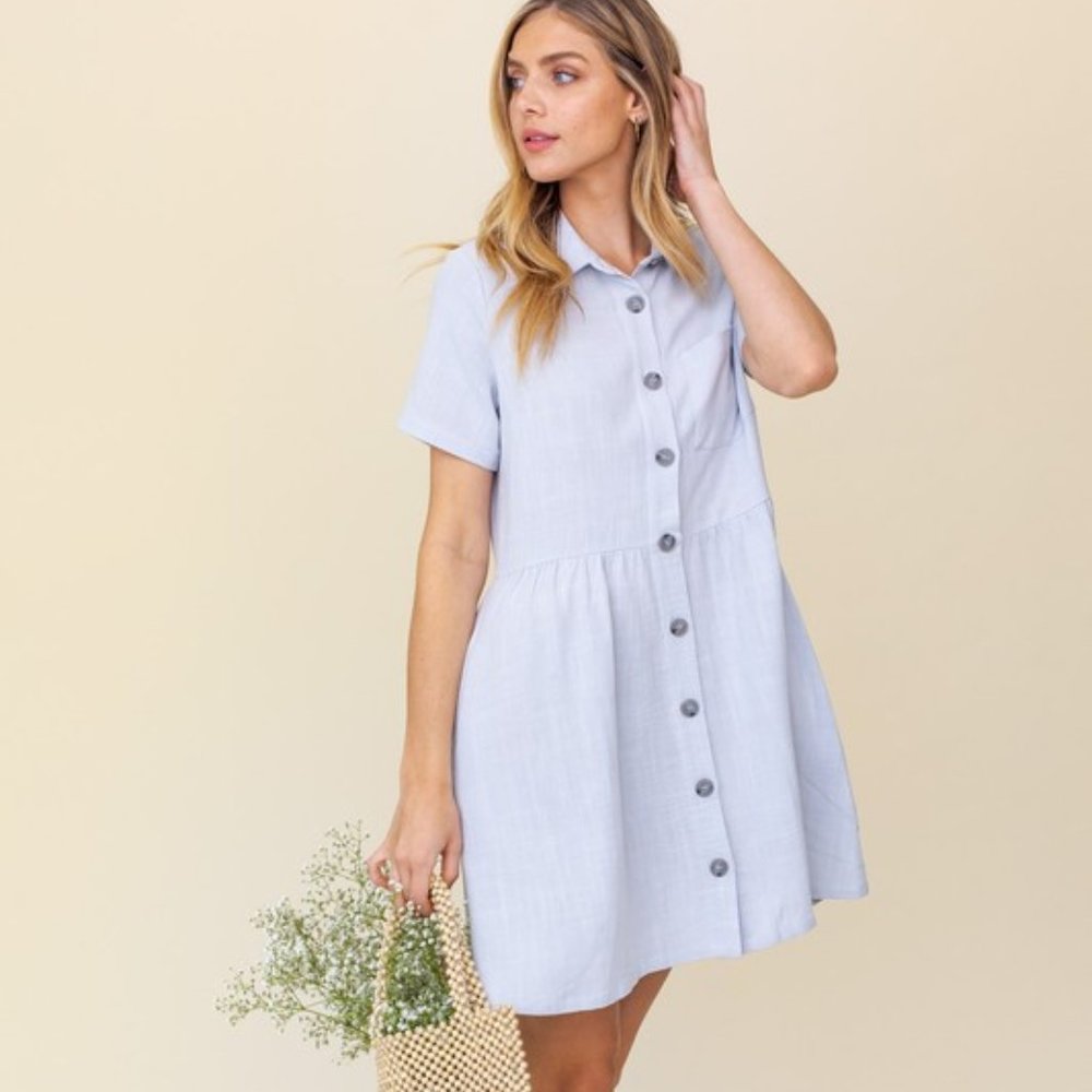 Short Sleeved Linen Dress